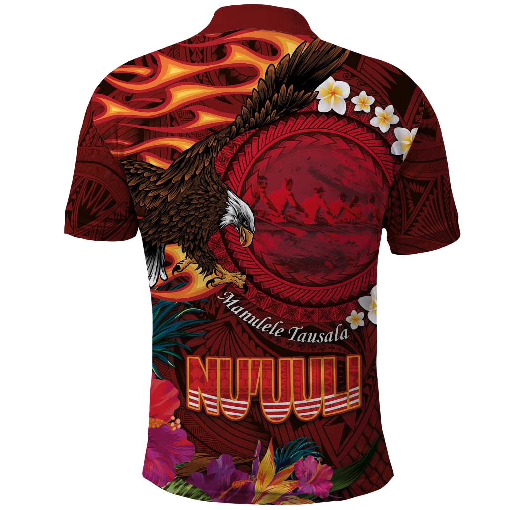 American Samoa Manulele Tausala Nu'uuli Polo Shirt Tatau Art Pattern with Tropical Plants