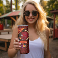 American Samoa Manulele Tausala Nu'uuli Skinny Tumbler Tatau Art Pattern with Tropical Plants