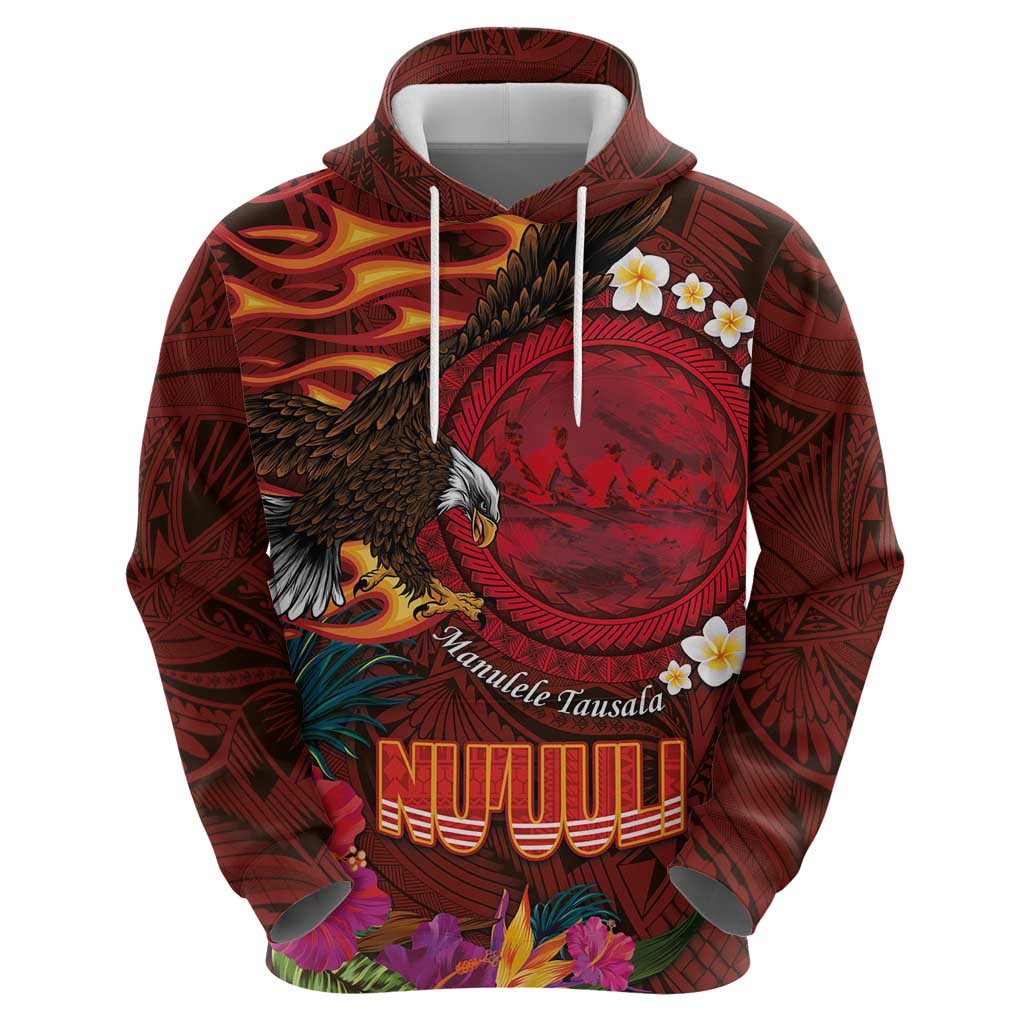 American Samoa Manulele Tausala Nu'uuli Zip Hoodie Tatau Art Pattern with Tropical Plants