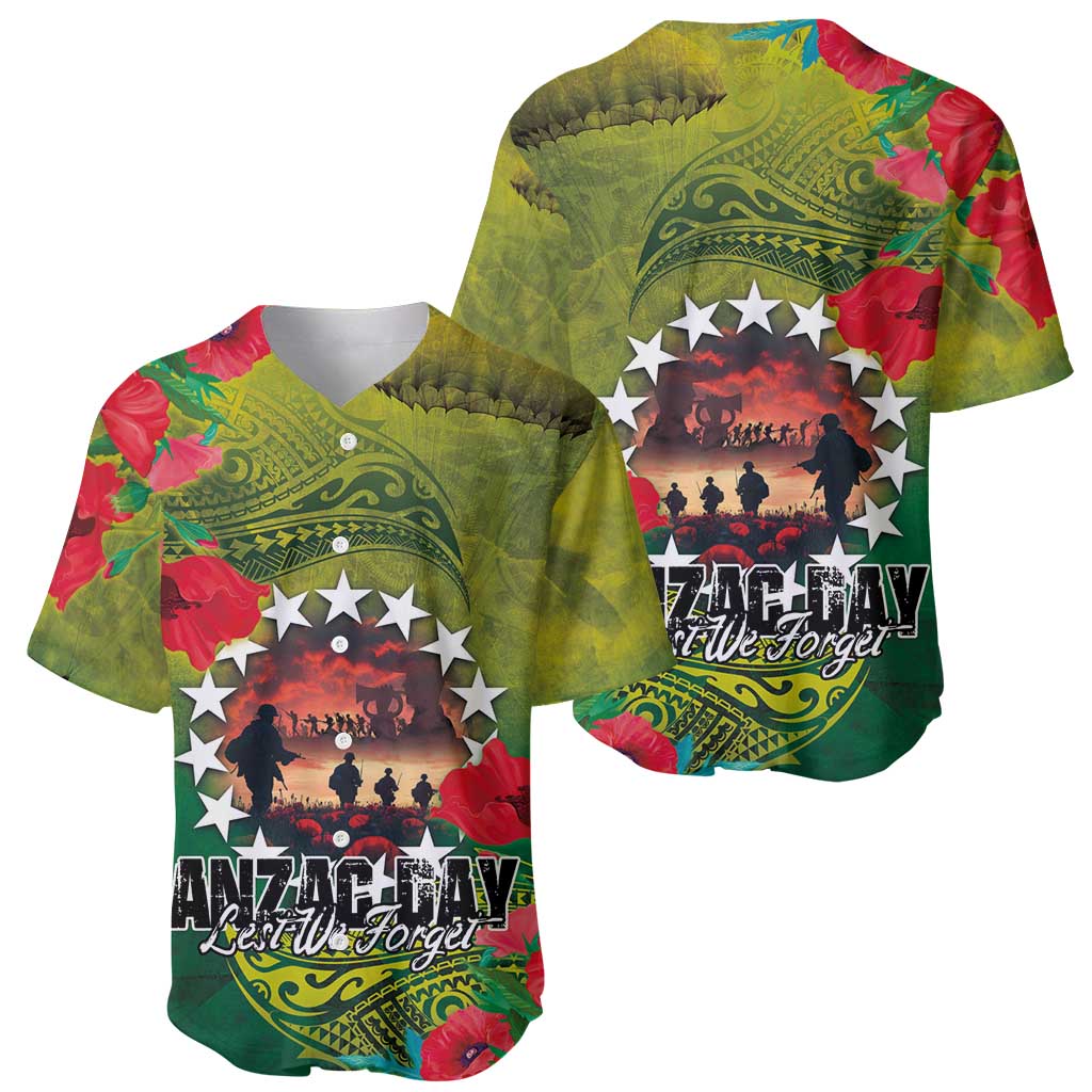 Cook Islands ANDAC Day Baseball Jersey Honor and Remember Soliders-Forever in My Thoughts Grunge Style LT03 - Polynesian Pride