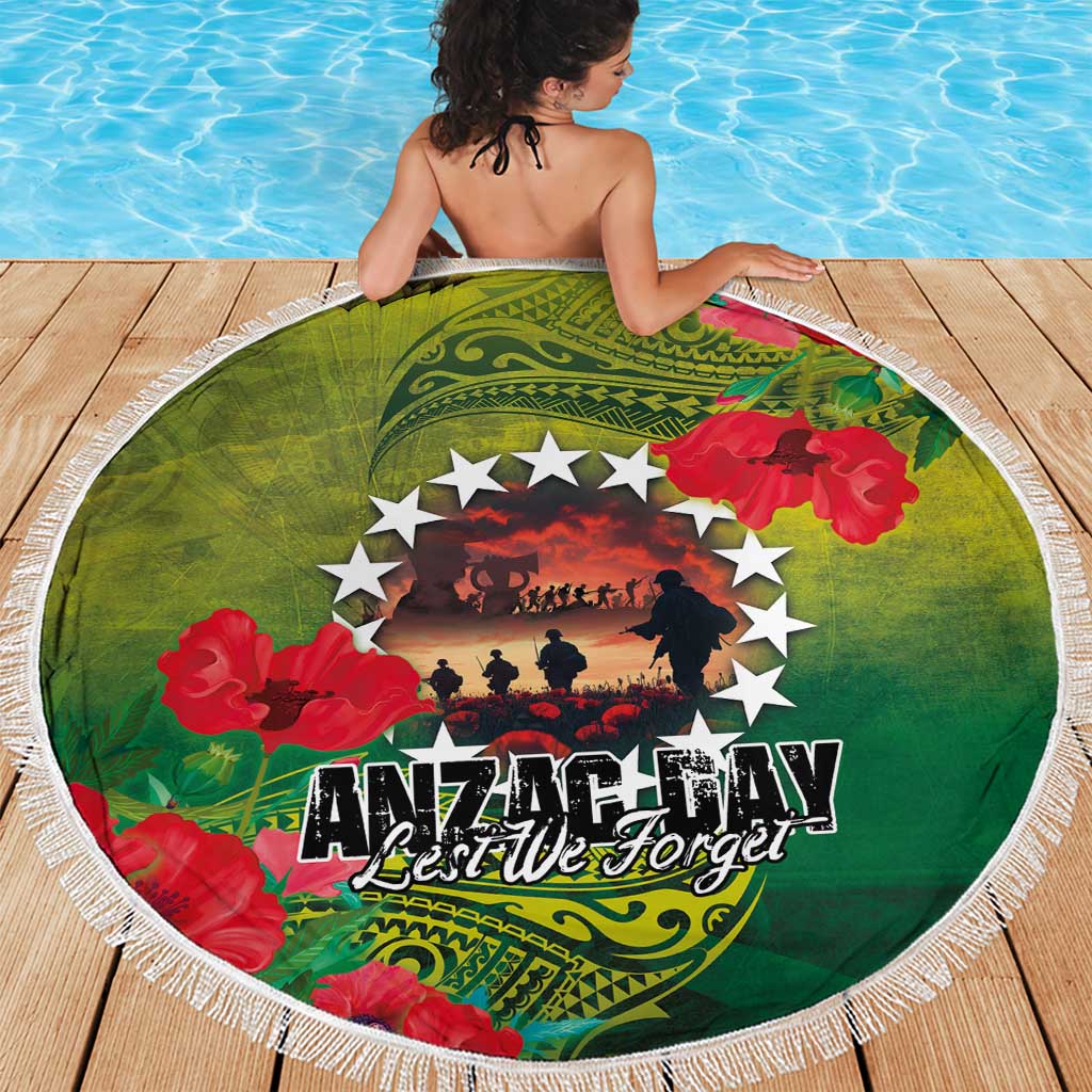 Cook Islands ANDAC Day Beach Blanket Honor and Remember Soliders-Forever in My Thoughts Grunge Style
