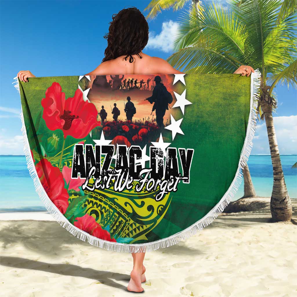 Cook Islands ANDAC Day Beach Blanket Honor and Remember Soliders-Forever in My Thoughts Grunge Style