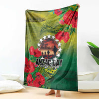 Cook Islands ANDAC Day Blanket Honor and Remember Soliders-Forever in My Thoughts Grunge Style