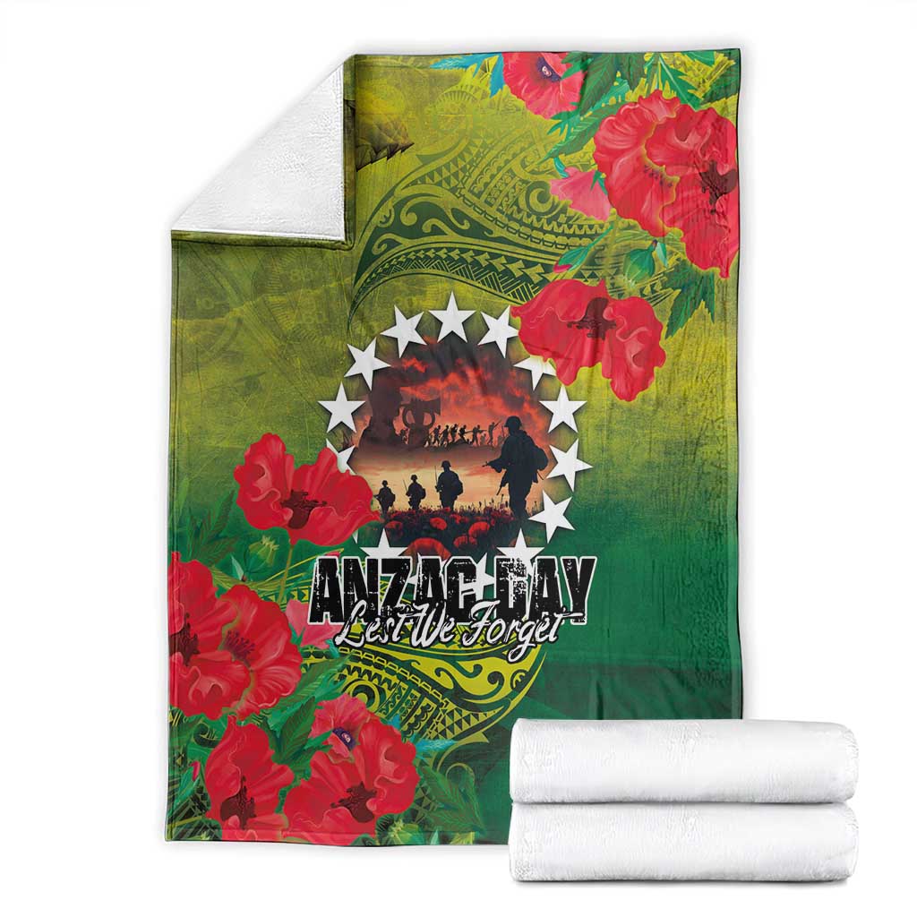 Cook Islands ANDAC Day Blanket Honor and Remember Soliders-Forever in My Thoughts Grunge Style