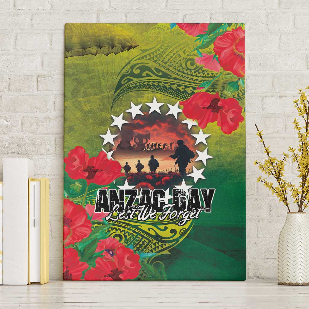 Cook Islands ANDAC Day Canvas Wall Art Honor and Remember Soliders-Forever in My Thoughts Grunge Style