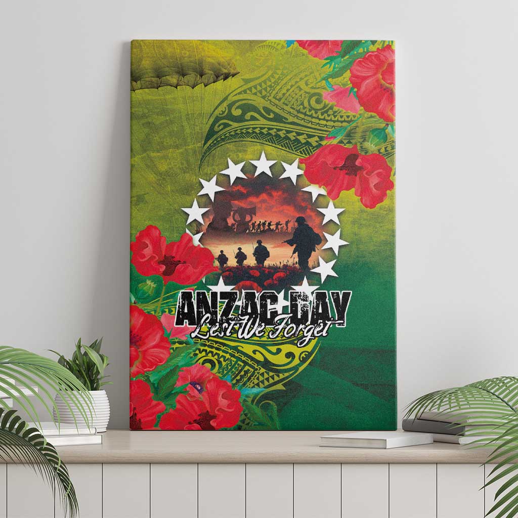 Cook Islands ANDAC Day Canvas Wall Art Honor and Remember Soliders-Forever in My Thoughts Grunge Style