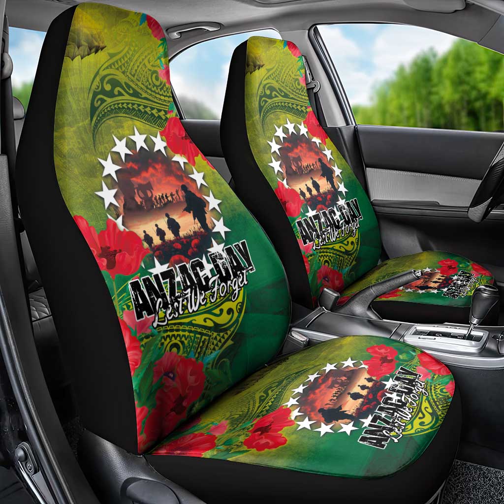 Cook Islands ANDAC Day Car Seat Cover Honor and Remember Soliders-Forever in My Thoughts Grunge Style