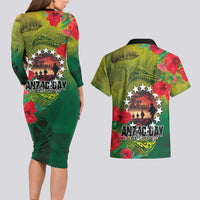 Cook Islands ANDAC Day Couples Matching Long Sleeve Bodycon Dress and Hawaiian Shirt Honor and Remember Soliders-Forever in My Thoughts Grunge Style LT03 - Polynesian Pride