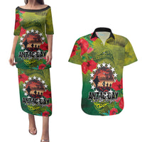 Cook Islands ANDAC Day Couples Matching Puletasi and Hawaiian Shirt Honor and Remember Soliders-Forever in My Thoughts Grunge Style LT03 Green-Yellow - Polynesian Pride