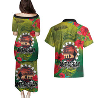 Cook Islands ANDAC Day Couples Matching Puletasi and Hawaiian Shirt Honor and Remember Soliders-Forever in My Thoughts Grunge Style LT03 - Polynesian Pride