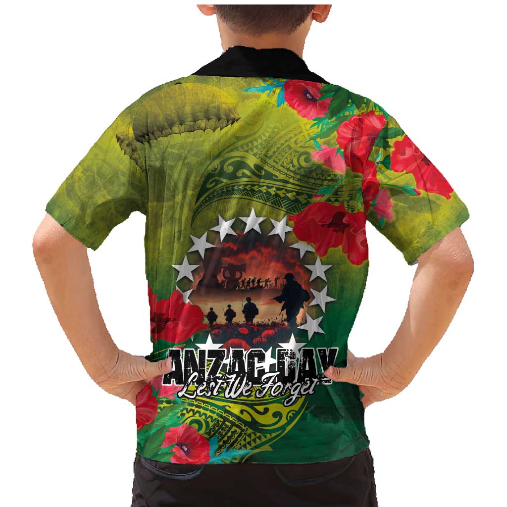 Cook Islands ANDAC Day Family Matching Mermaid Dress and Hawaiian Shirt Honor and Remember Soliders-Forever in My Thoughts Grunge Style