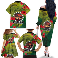 Cook Islands ANDAC Day Family Matching Off The Shoulder Long Sleeve Dress and Hawaiian Shirt Honor and Remember Soliders-Forever in My Thoughts Grunge Style