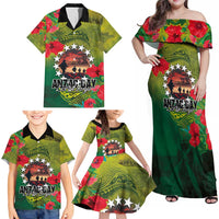 Cook Islands ANDAC Day Family Matching Off Shoulder Maxi Dress and Hawaiian Shirt Honor and Remember Soliders-Forever in My Thoughts Grunge Style