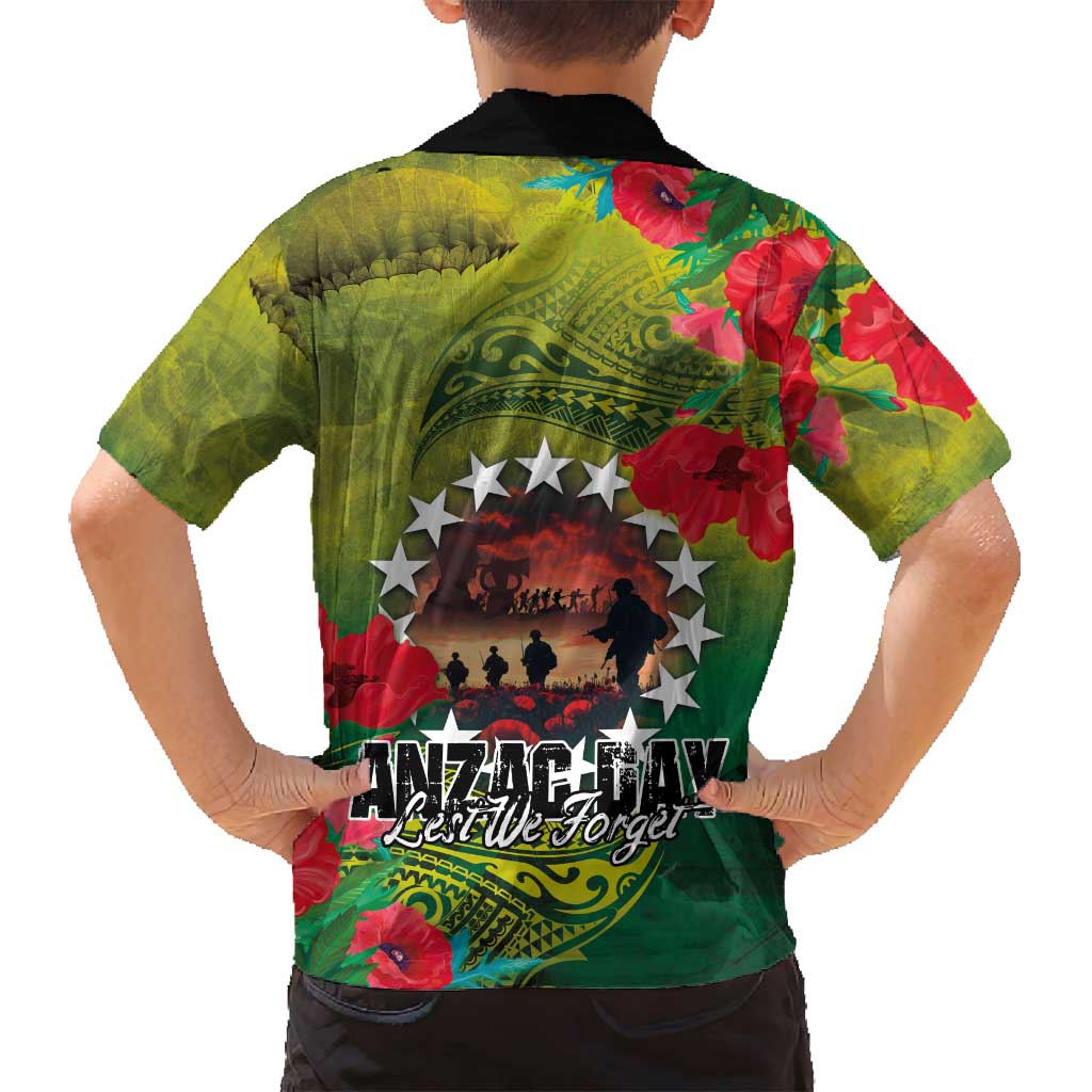 Cook Islands ANDAC Day Family Matching Puletasi and Hawaiian Shirt Honor and Remember Soliders-Forever in My Thoughts Grunge Style LT03 - Polynesian Pride