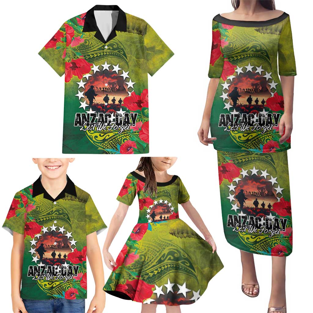 Cook Islands ANDAC Day Family Matching Puletasi and Hawaiian Shirt Honor and Remember Soliders-Forever in My Thoughts Grunge Style LT03 - Polynesian Pride