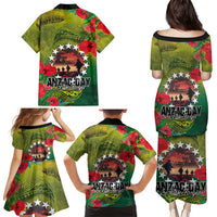 Cook Islands ANDAC Day Family Matching Puletasi and Hawaiian Shirt Honor and Remember Soliders-Forever in My Thoughts Grunge Style LT03 - Polynesian Pride