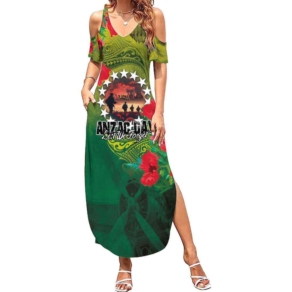 Cook Islands ANDAC Day Family Matching Summer Maxi Dress and Hawaiian Shirt Honor and Remember Soliders-Forever in My Thoughts Grunge Style