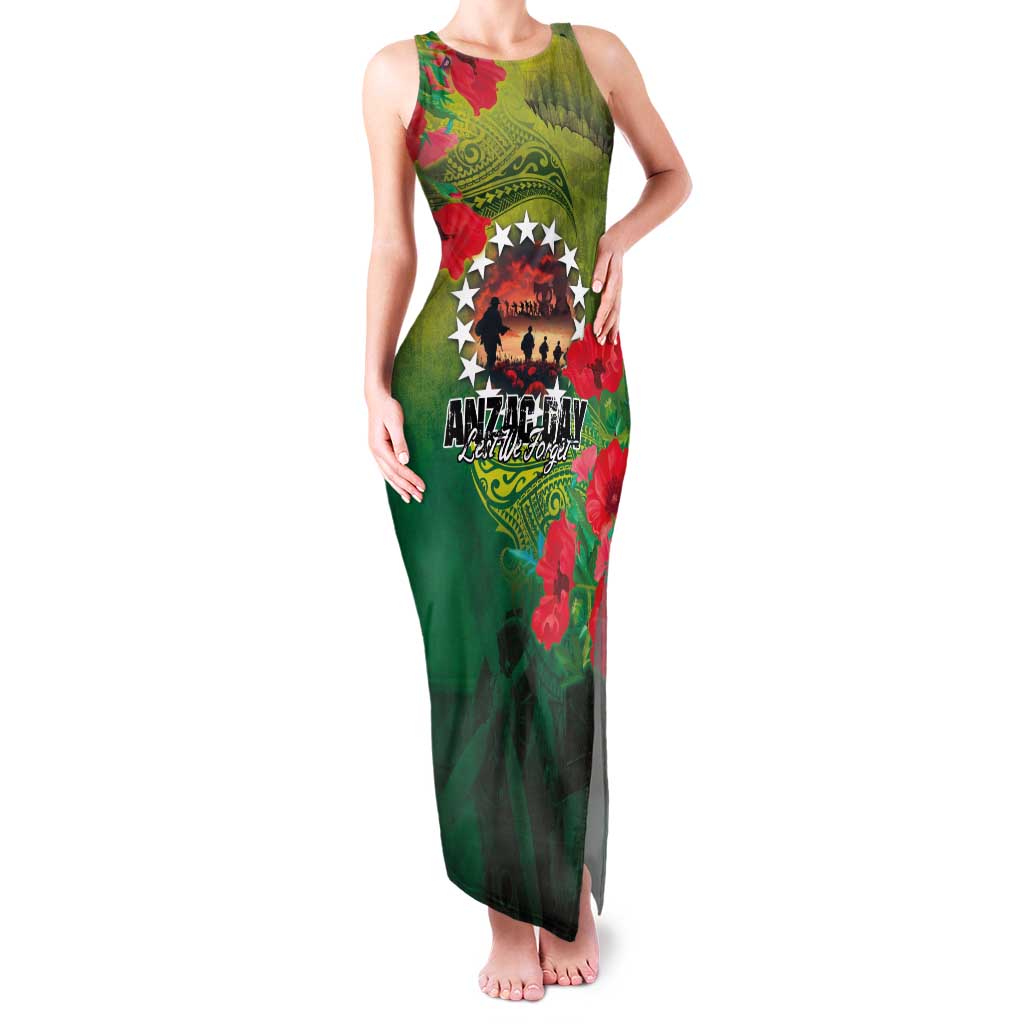 Cook Islands ANDAC Day Family Matching Tank Maxi Dress and Hawaiian Shirt Honor and Remember Soliders-Forever in My Thoughts Grunge Style