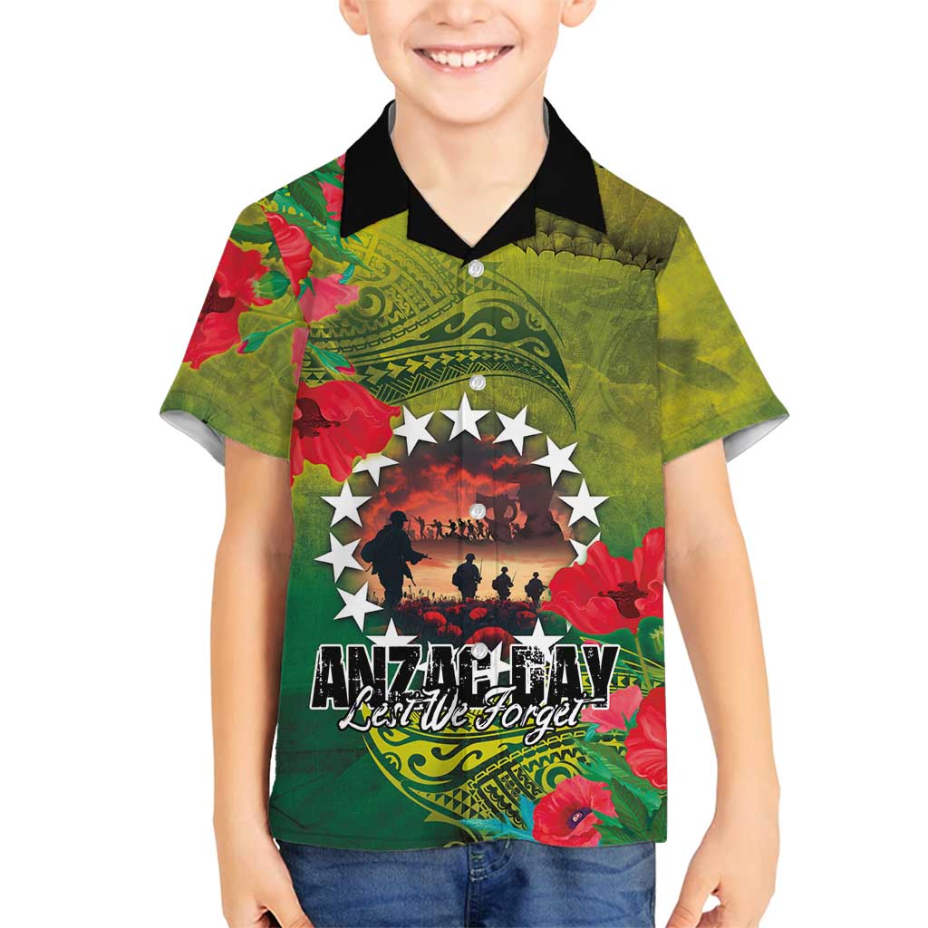 Cook Islands ANDAC Day Family Matching Tank Maxi Dress and Hawaiian Shirt Honor and Remember Soliders-Forever in My Thoughts Grunge Style