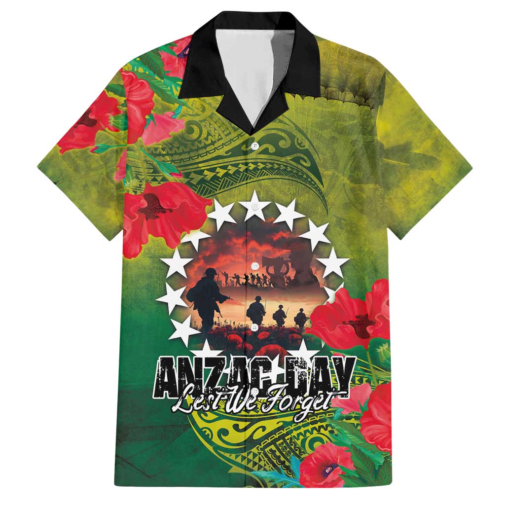 Cook Islands ANDAC Day Hawaiian Shirt Honor and Remember Soliders-Forever in My Thoughts Grunge Style