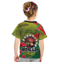 Cook Islands ANDAC Day Kid T Shirt Honor and Remember Soliders-Forever in My Thoughts Grunge Style LT03 - Polynesian Pride