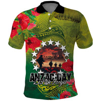 Cook Islands ANDAC Day Polo Shirt Honor and Remember Soliders-Forever in My Thoughts Grunge Style
