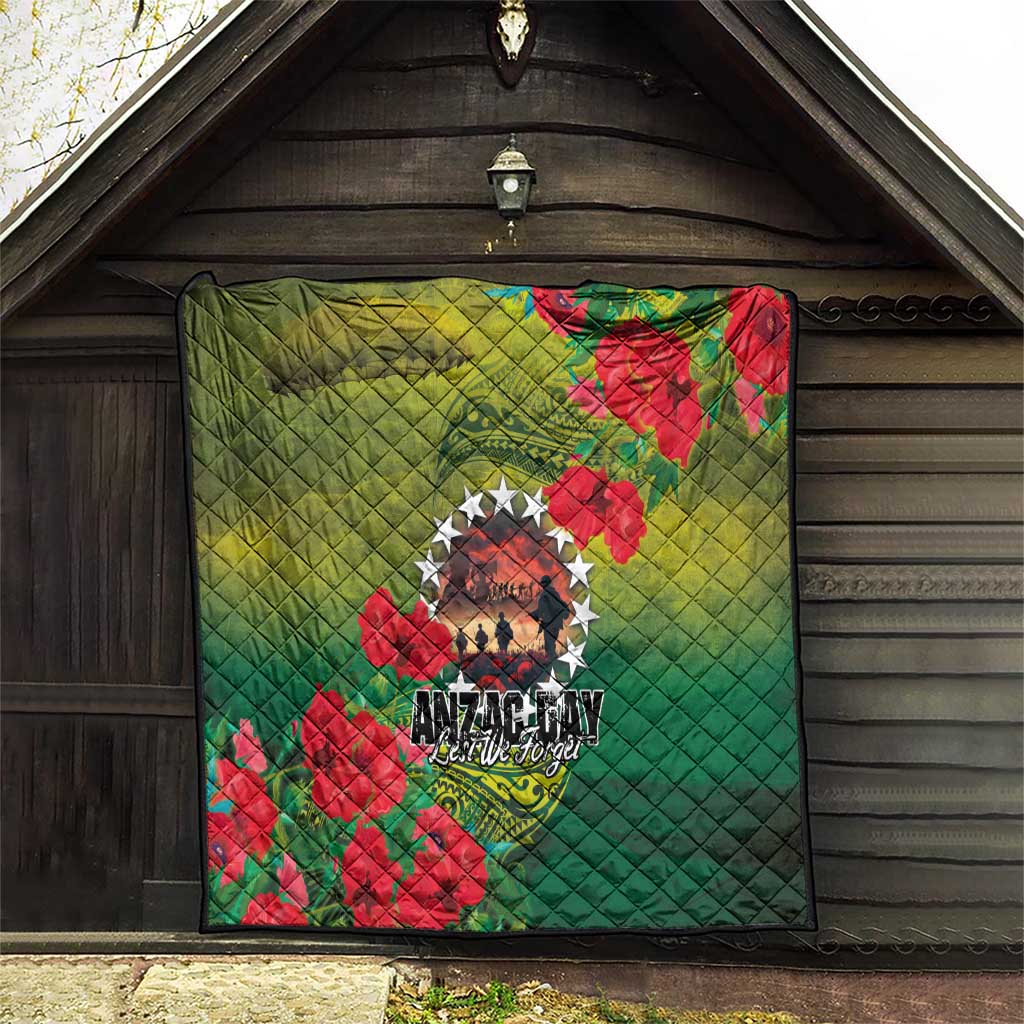 Cook Islands ANDAC Day Quilt Honor and Remember Soliders-Forever in My Thoughts Grunge Style
