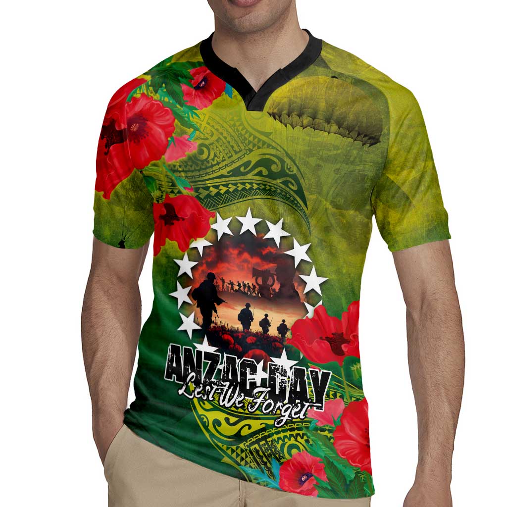 Cook Islands ANDAC Day Rugby Jersey Honor and Remember Soliders-Forever in My Thoughts Grunge Style