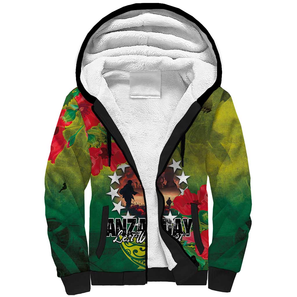 Cook Islands ANDAC Day Sherpa Hoodie Honor and Remember Soliders-Forever in My Thoughts Grunge Style