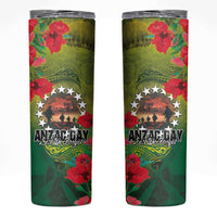 Cook Islands ANDAC Day Skinny Tumbler Honor and Remember Soliders-Forever in My Thoughts Grunge Style LT03 Green-Yellow - Polynesian Pride