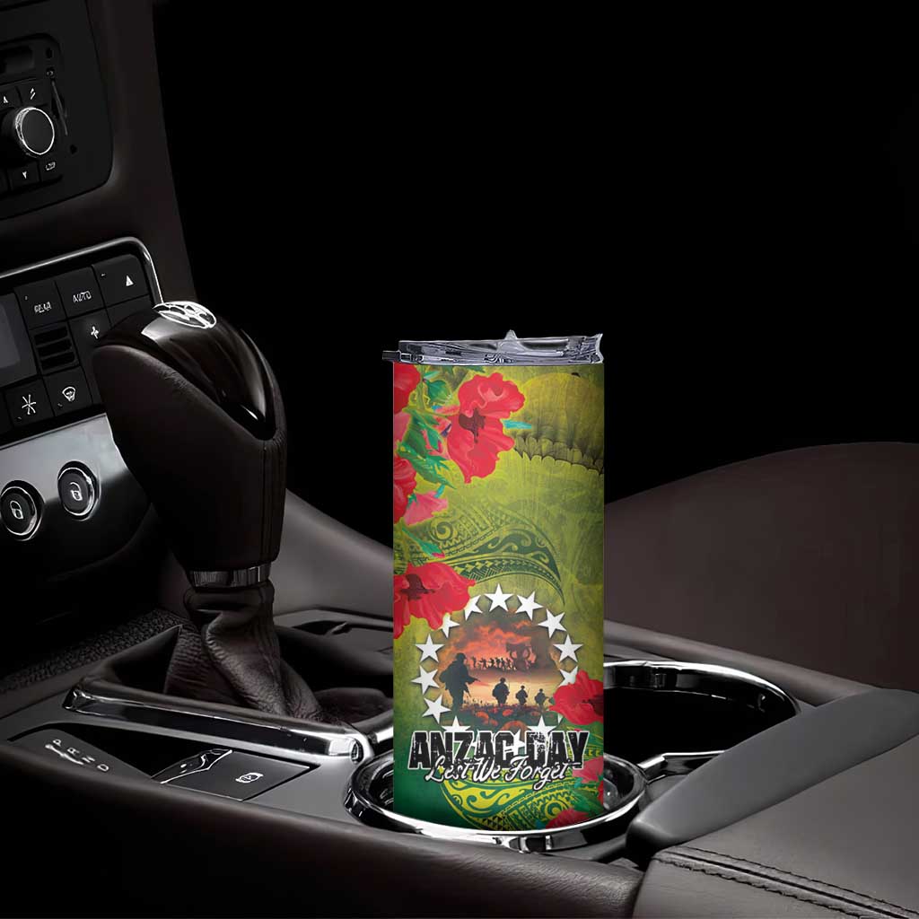 Cook Islands ANDAC Day Skinny Tumbler Honor and Remember Soliders-Forever in My Thoughts Grunge Style LT03 - Polynesian Pride