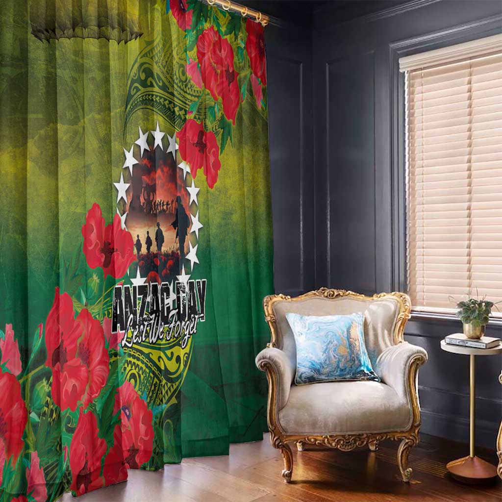 Cook Islands ANDAC Day Window Curtain Honor and Remember Soliders-Forever in My Thoughts Grunge Style