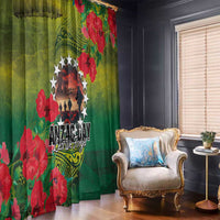 Cook Islands ANDAC Day Window Curtain Honor and Remember Soliders-Forever in My Thoughts Grunge Style
