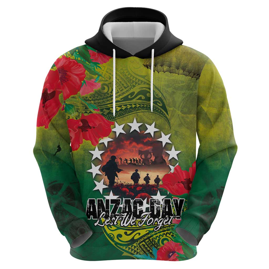 Cook Islands ANDAC Day Zip Hoodie Honor and Remember Soliders-Forever in My Thoughts Grunge Style