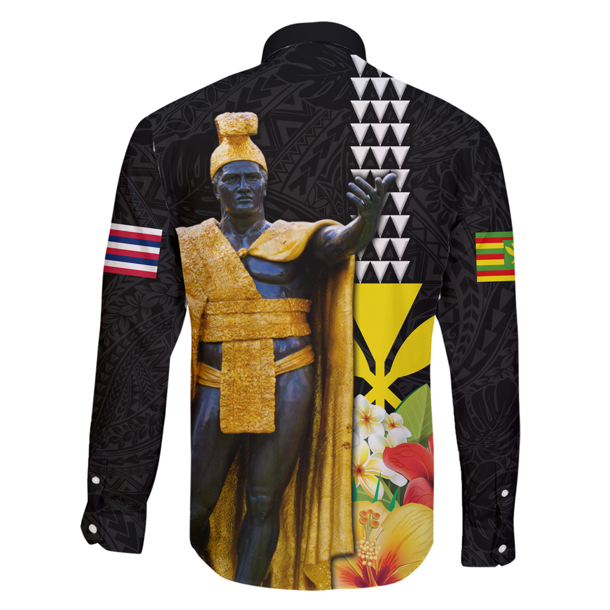 Hawaii King Kamehameha Day Family Matching Short Sleeve Bodycon Dress and Hawaiian Shirt Kanaka Maoli Hibiscus Flower and Kakau Pattern