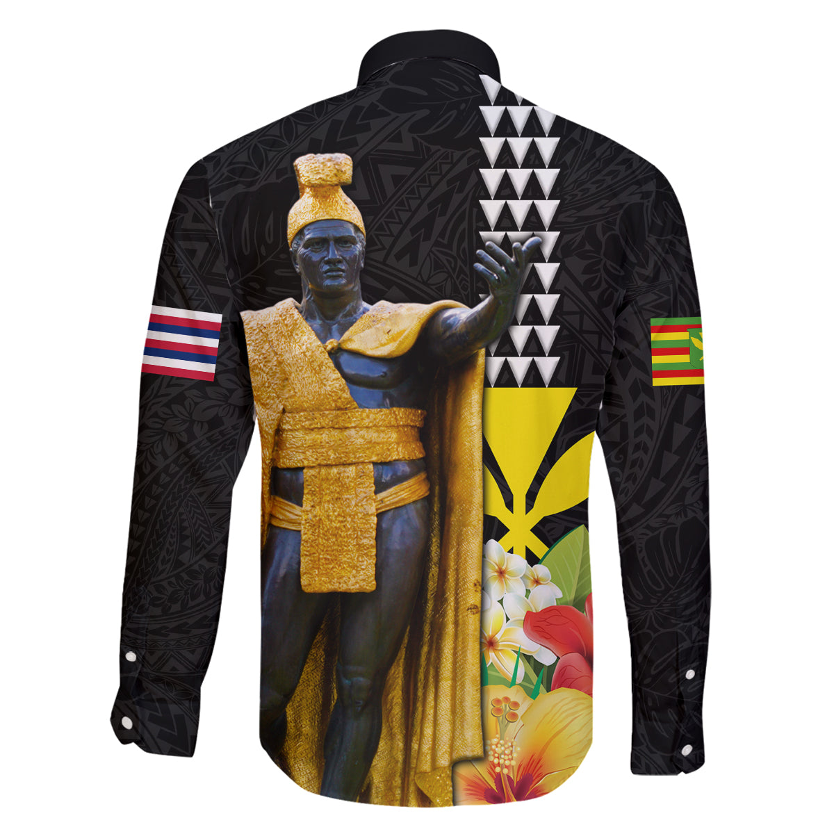 Hawaii King Kamehameha Day Family Matching Summer Maxi Dress and Hawaiian Shirt Kanaka Maoli Hibiscus Flower and Kakau Pattern