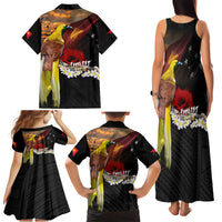 Papua New Guinea Remembrance Day Family Matching Tank Maxi Dress and Hawaiian Shirt Bird of Paradise Plumeria Flower and Polynesian Pattern