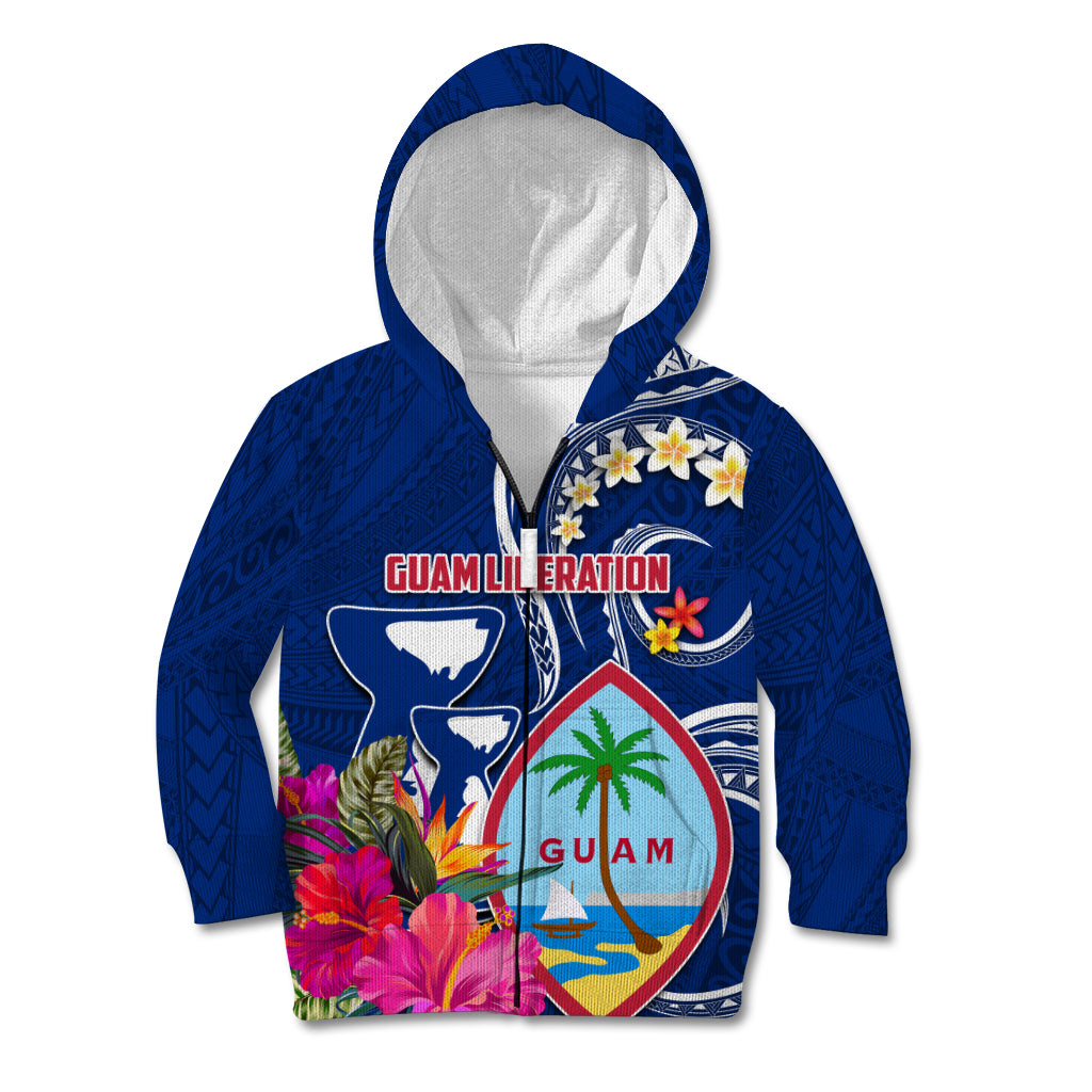 Guam Liberation Kid Hoodie Latte Stone and Guahan Seal Jungle Flower