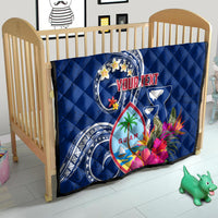 Personalised Guam Liberation Quilt Latte Stone and Guahan Seal Jungle Flower