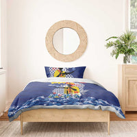 Hawaii King Kamehameha Day Bedding Set Lei Sea Waves Polynesian Tapa Pattern