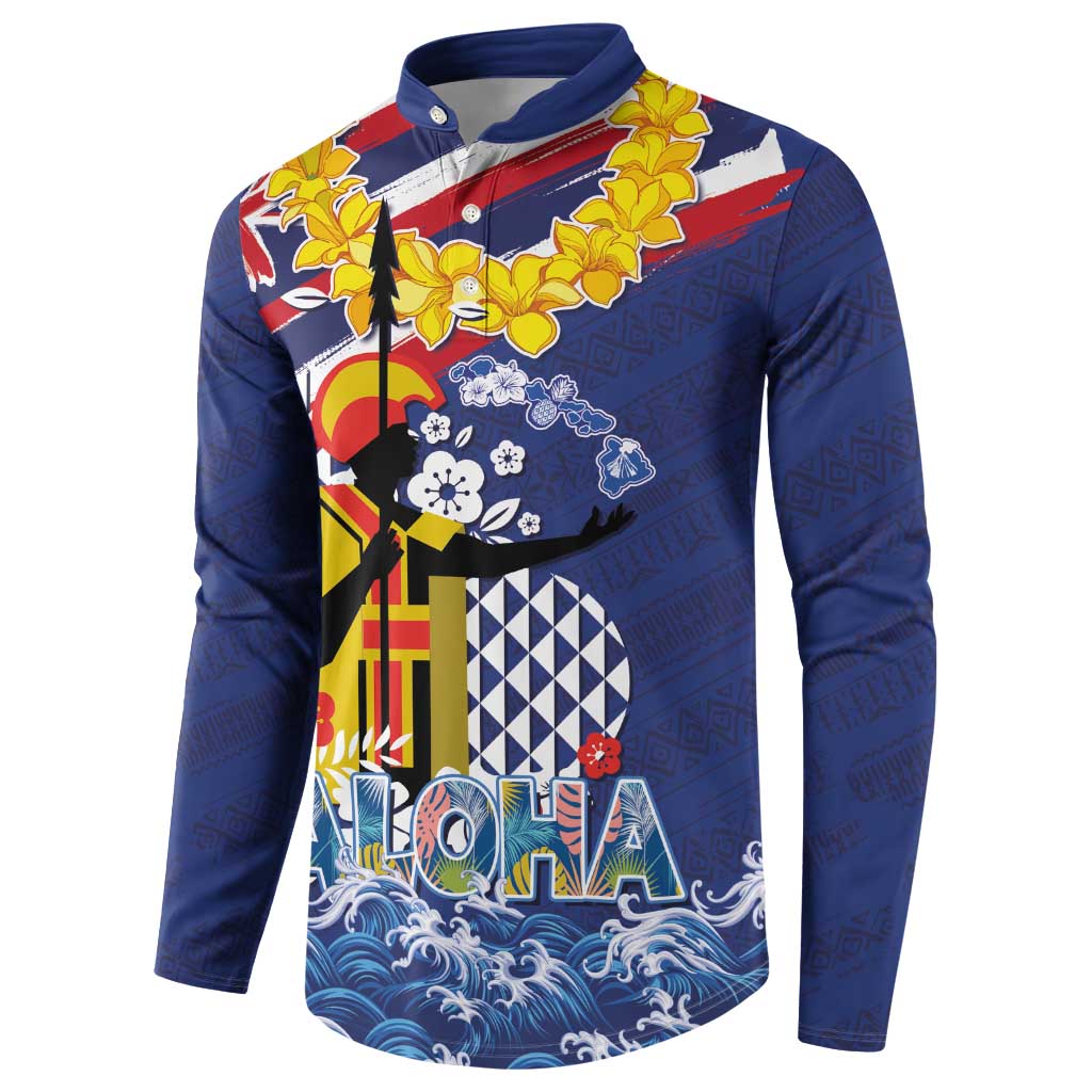 Hawaii King Kamehameha Day Button Sweatshirt Lei Sea Waves Polynesian Tapa Pattern LT03 - Polynesian Pride