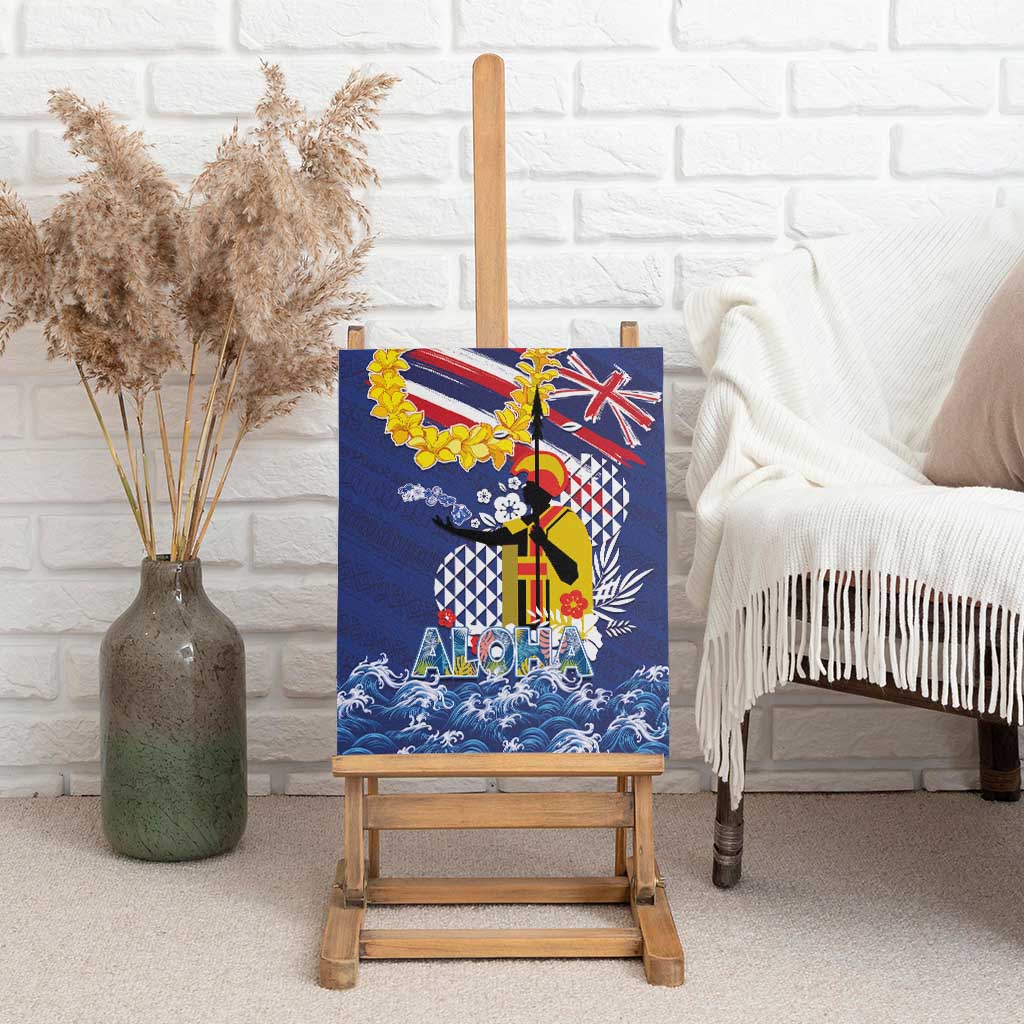Hawaii King Kamehameha Day Canvas Wall Art Lei Sea Waves Polynesian Tapa Pattern LT03 - Polynesian Pride