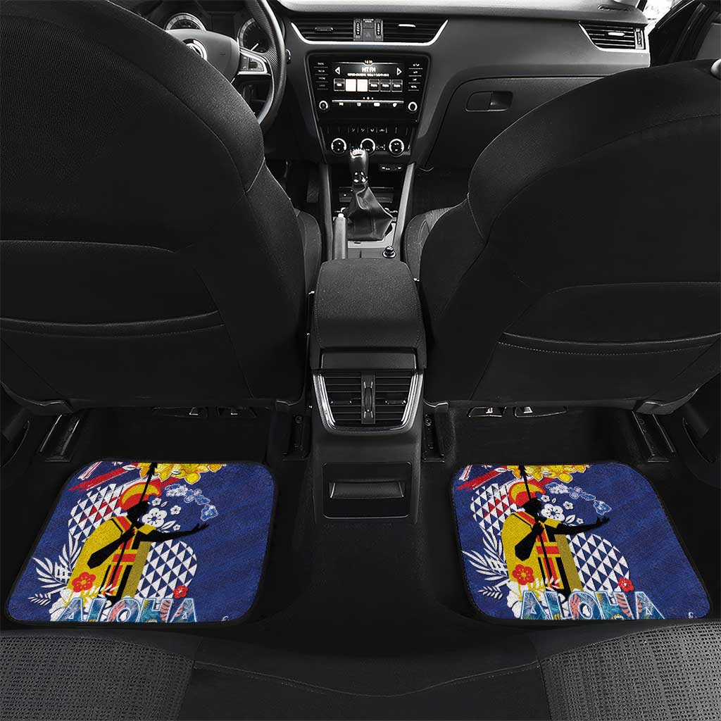 Hawaii King Kamehameha Day Car Mats Lei Sea Waves Polynesian Tapa Pattern