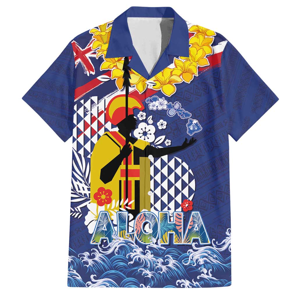 Hawaii King Kamehameha Day Family Matching Off Shoulder Short Dress and Hawaiian Shirt Lei Sea Waves Polynesian Tapa Pattern