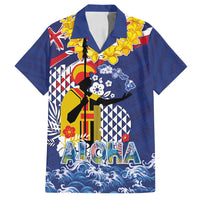 Hawaii King Kamehameha Day Family Matching Puletasi and Hawaiian Shirt Lei Sea Waves Polynesian Tapa Pattern