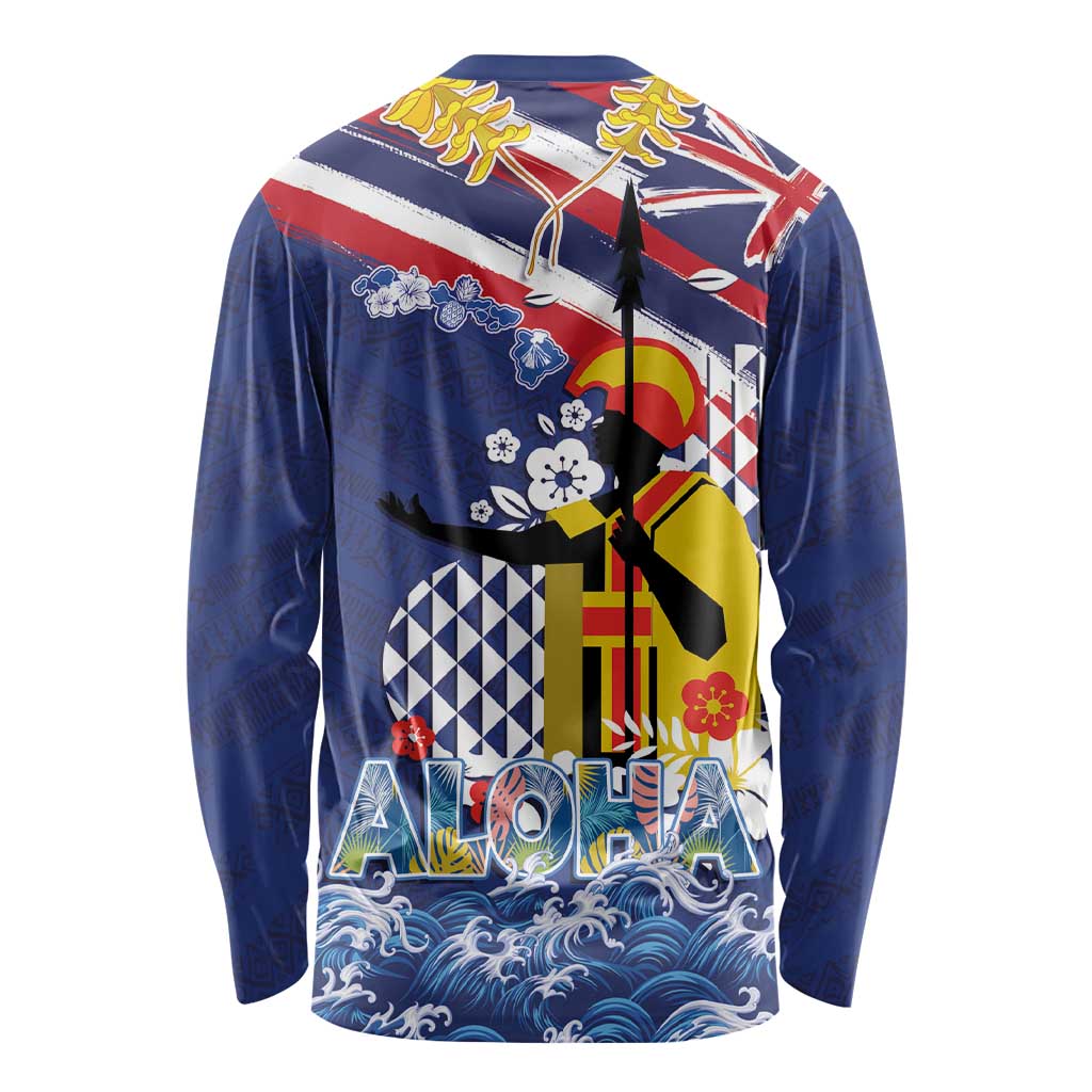 Hawaii King Kamehameha Day Long Sleeve Shirt Lei Sea Waves Polynesian Tapa Pattern LT03 - Polynesian Pride