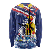 Hawaii King Kamehameha Day Long Sleeve Shirt Lei Sea Waves Polynesian Tapa Pattern LT03 - Polynesian Pride