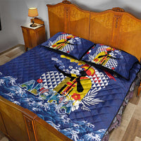 Hawaii King Kamehameha Day Quilt Bed Set Lei Sea Waves Polynesian Tapa Pattern