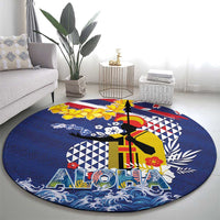Hawaii King Kamehameha Day Round Carpet Lei Sea Waves Polynesian Tapa Pattern LT03 - Polynesian Pride