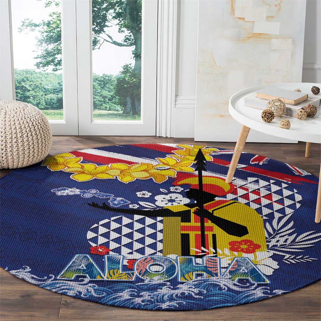 Hawaii King Kamehameha Day Round Carpet Lei Sea Waves Polynesian Tapa Pattern LT03 - Polynesian Pride